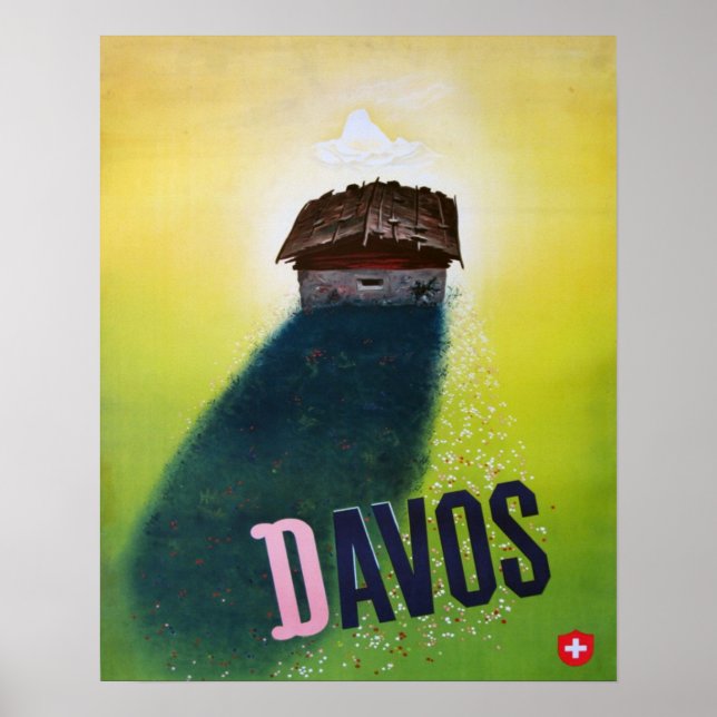 Poster Vintage Ski poster, Davos (Frente)