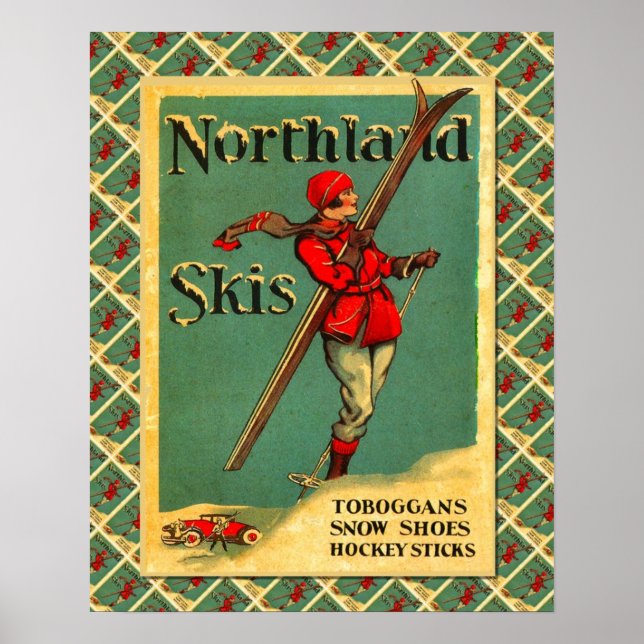 Póster Vintage Ski poster, equipamento de esqui Neuchatel (Frente)