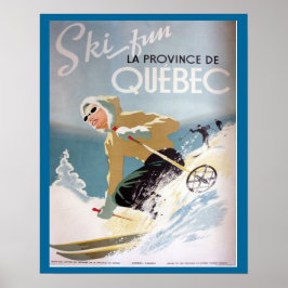 Póster Vintage Ski Poster, Quebec para esportes de invern