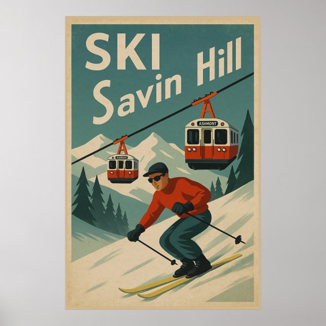 Poster Vintage Ski Savin Hill (Frente)