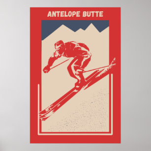 Poster Vintage Ski Wyoming Mountain Resort Antelope Butte