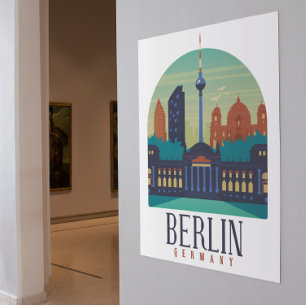 Poster vintage Skyline Berlin Alemanha
