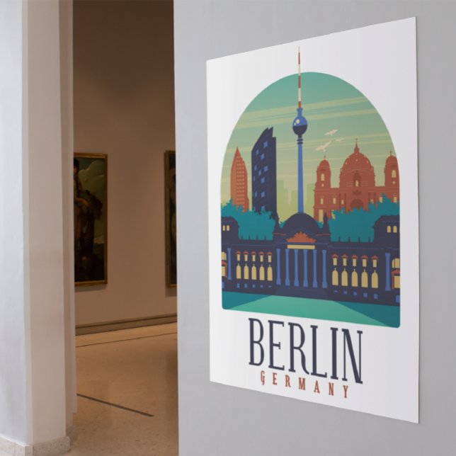 Poster vintage Skyline Berlin Alemanha (berlin germany vintage cityscape)