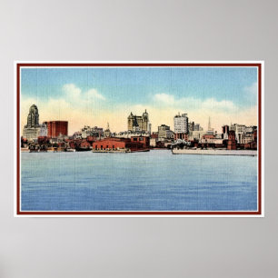 Poster Vintage Skyline De Harbor, Buffalo NY