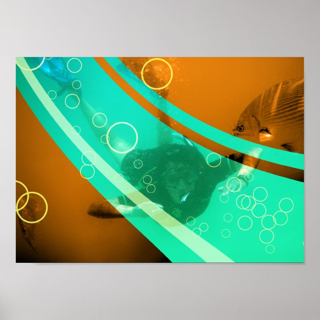 Poster vintage snorkeler (Frente)