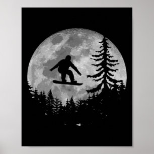 Poster Vintage Snowboard Moon Snowboard Gift