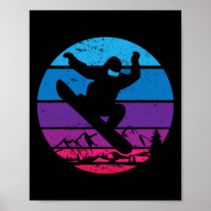 Poster Vintage Snowboard Silhouboard I Retro