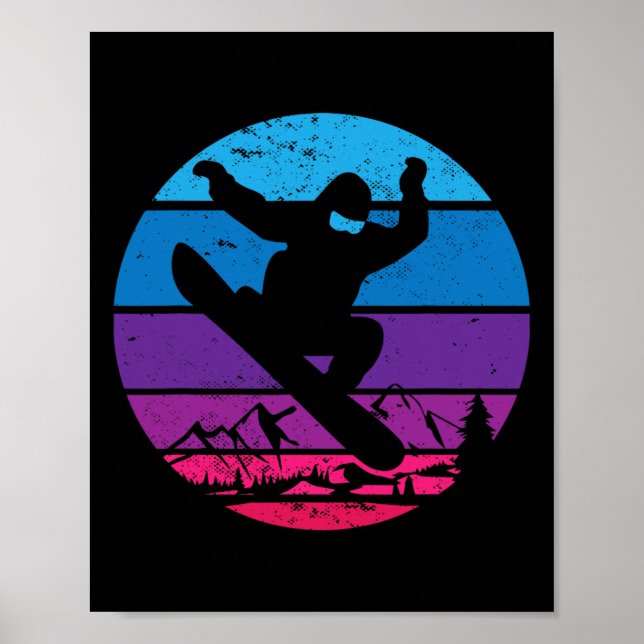Poster Vintage Snowboard Silhouboard I Retro (Frente)