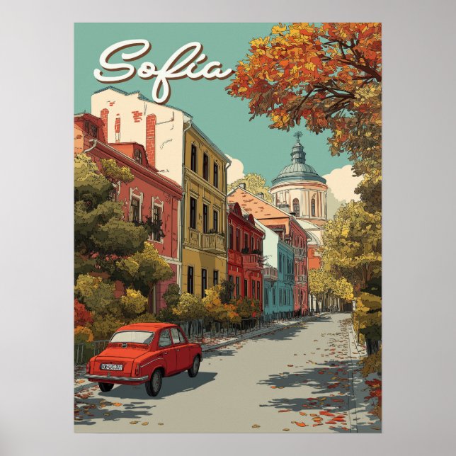 Poster Vintage Sofia | Viagem de capital búlgaro (Frente)
