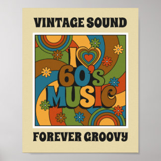 Poster Vintage Sound Forever Groovy 1960s Music Inspired