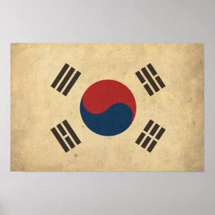 Póster Vintage South Korea Flag