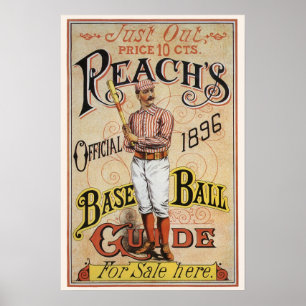 Poster Vintage Sports Baseball, Arte de Cobrir do Guia Re