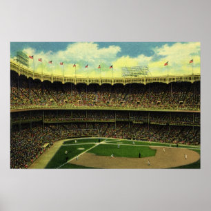 Póster Vintage Sports Baseball Stadium com multidões