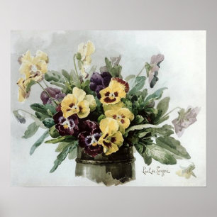 Póster Vintage Spring Pansies
