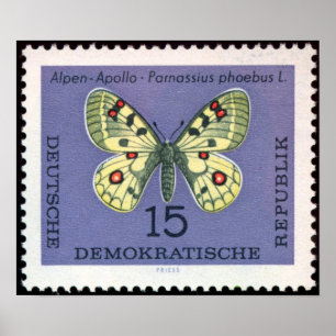 Poster Vintage-Stamp-Art-German-Animal-Insect-Butterfly-3