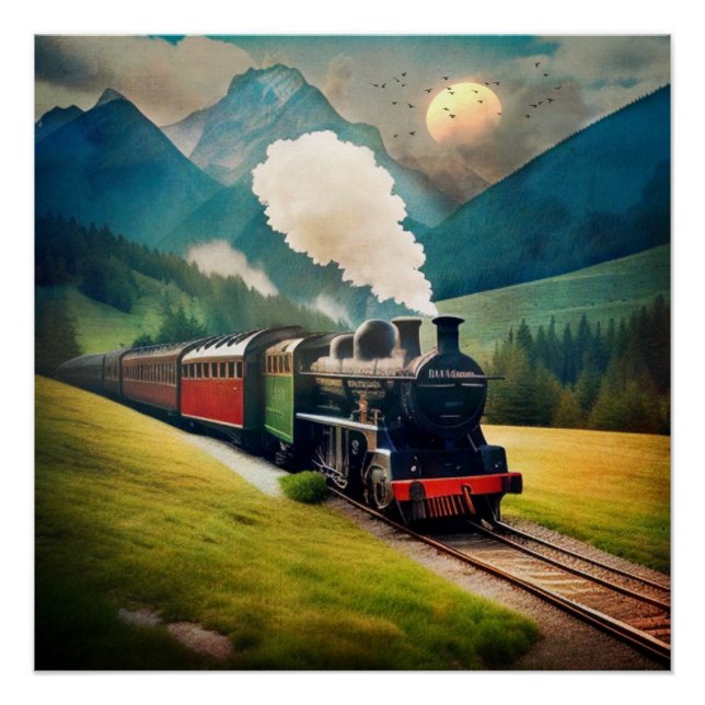 Póster Vintage Steam Train (Frente)