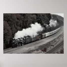 Póster Vintage Steam Train ao longo do rio Ohio