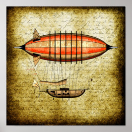 Poster Vintage Steampunk Airship