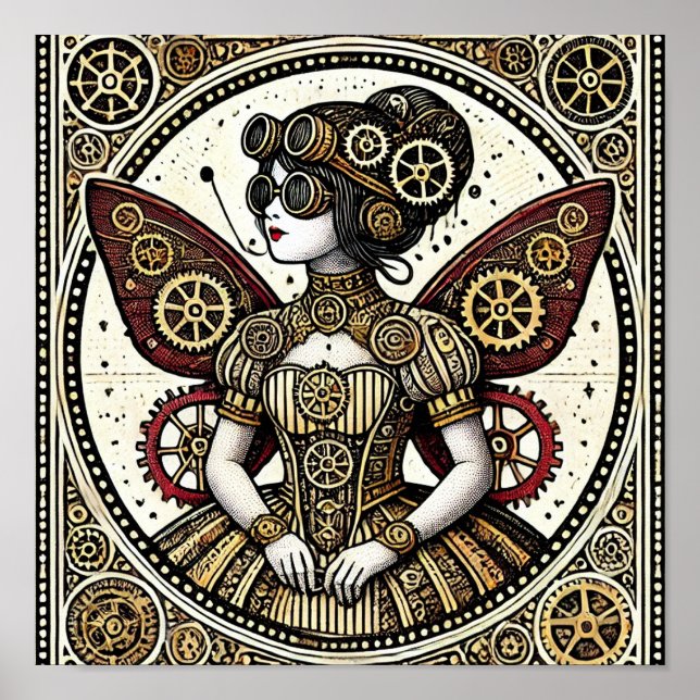 Poster Vintage Steampunk Fairy (Frente)