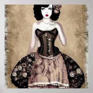 Poster Vintage Steampunk Mulher