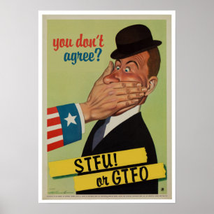 Póster Vintage STFU ou GTFO
