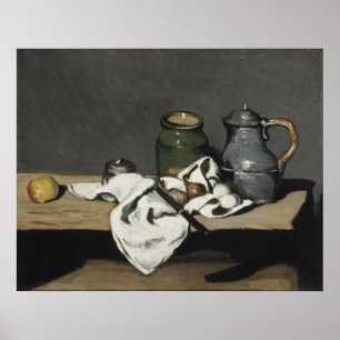 Poster Vintage Still Life com um Kettle por Paul Cezanne