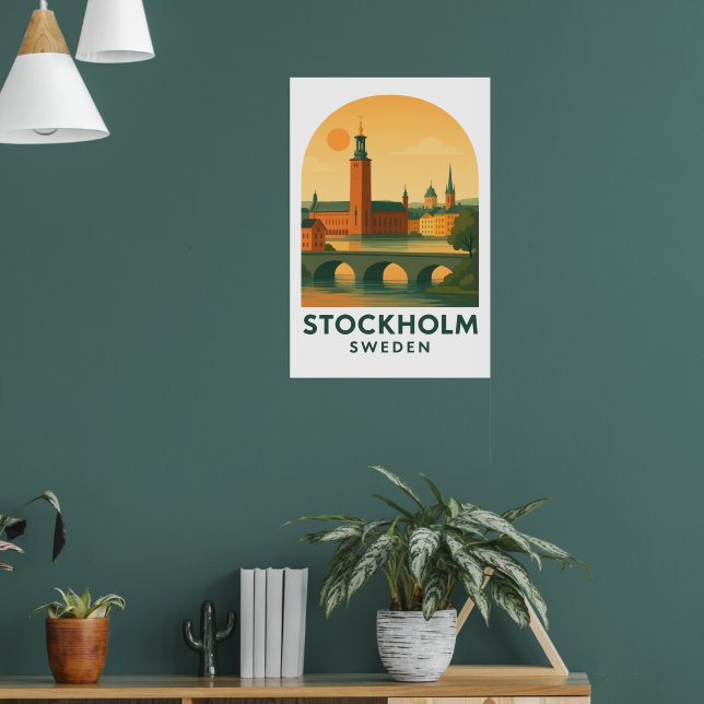 Poster Vintage Stockholm Sweden Travel – Scandinavian  (Sala de Estar 1)