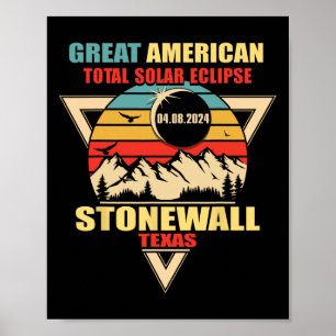 Poster Vintage Stonewall Texas Total Solar Eclipse 2024
