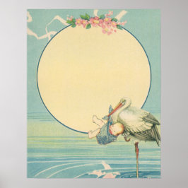 Poster Vintage Storey Carregando Baby Boy em Blue Blanket