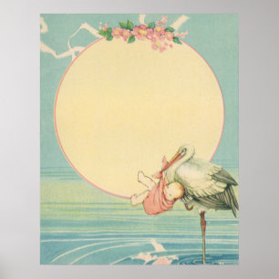 Póster Vintage Storm com Baby Girl in Pink Blanket