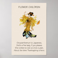 Vintage Storybook Flower Children CHRYSANTHEMA