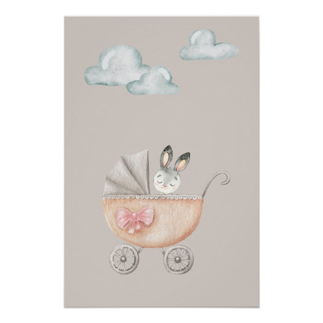 Póster Vintage Style Bunny with Clouds Poster (Frente)