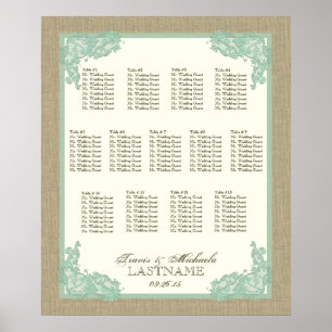 Póster Vintage Style Lace Design Seafoam Green 13 tables