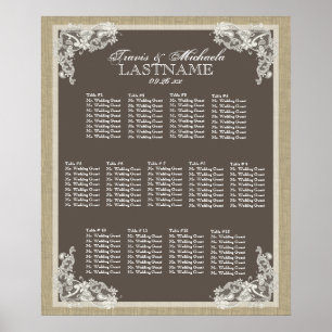 Poster Vintage Style Lace Design Seating Chart