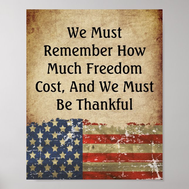 Poster Vintage Style Patriot American Flag Freedom Cote (Frente)