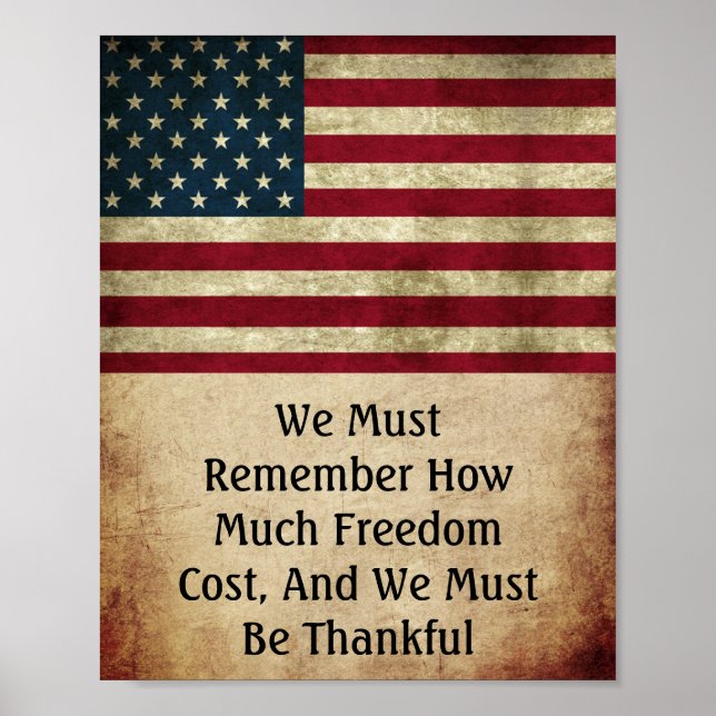 Poster Vintage Style Patriot American Flag Freedom Cote (Frente)