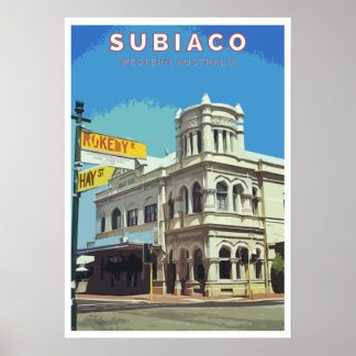 Poster vintage - Subiaco, Perth, Austrália Ocident