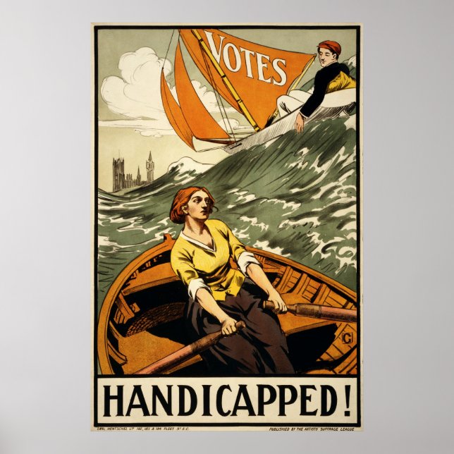 Póster Vintage Suffrage Propaganda Deficientes (Frente)