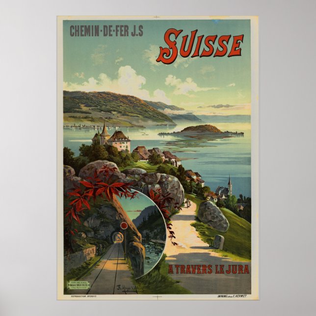 Poster Vintage Suiça Illustration Art (Frente)