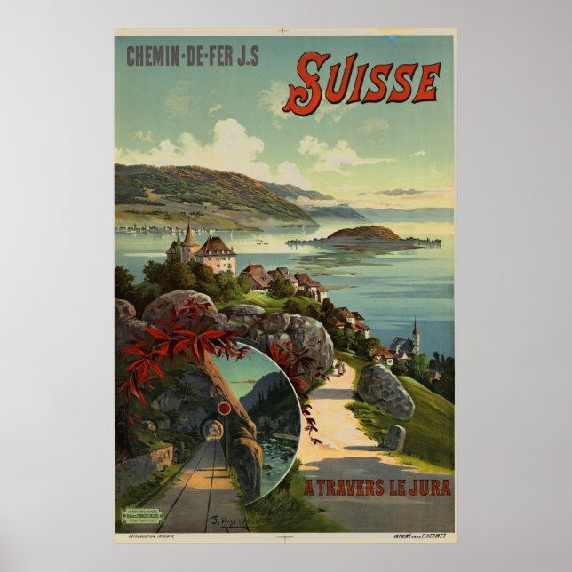 Poster Vintage Suiça Illustration Art (Frente)