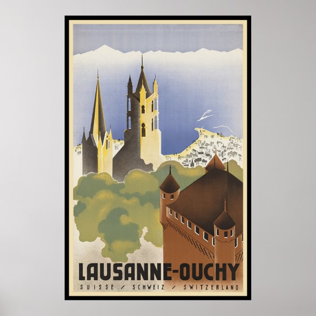 Poster Vintage Suiça Lausanne-Ouchy (Frente)