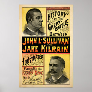 Poster Vintage Sullivan vs. Kilrain Illustrated Cobrir