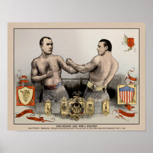 Poster Vintage Sullivan vs. Kilrain Illustrated Cobrir Po