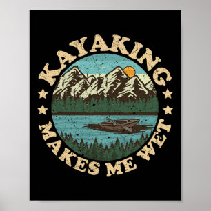 Poster Vintage Sunset Kayaking Me Faz Barco Do Rio Molhad