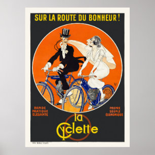 Poster vintage Sur la route du bonheur La Cyclette
