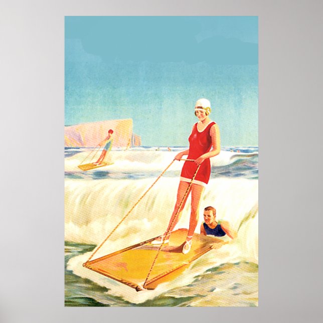 Póster Vintage Surfing Art deco (Frente)