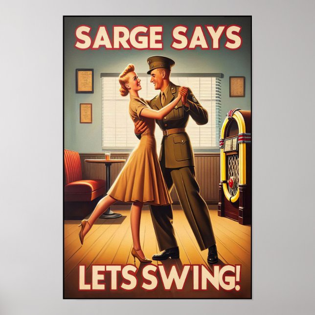 Poster Vintage Swing Dance Salute ao Serviço Militar (Frente)