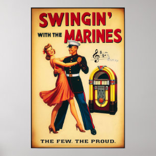 Poster Vintage Swing Dance Salute ao Serviço Militar