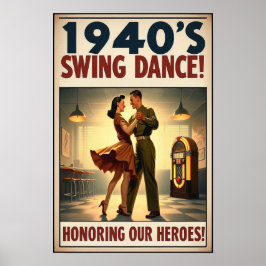 Poster Vintage Swing Dance Salute ao Serviço Militar