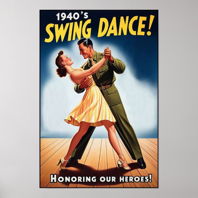 Poster Vintage Swing Dance Salute ao Serviço Militar (Frente)